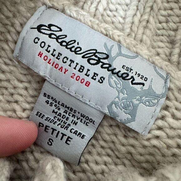 Eddie Bauer Women’s Knit Graphic Sweater Size Small Petite Lambs Wool Blend - Picture 6 of 9